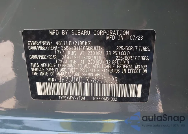 JF2GUADCXR8276523: 39821050