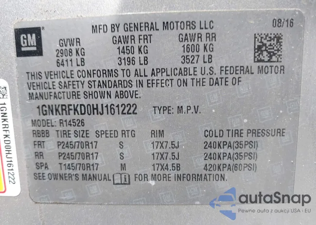 1GNKRFKD0HJ161222: 39824118