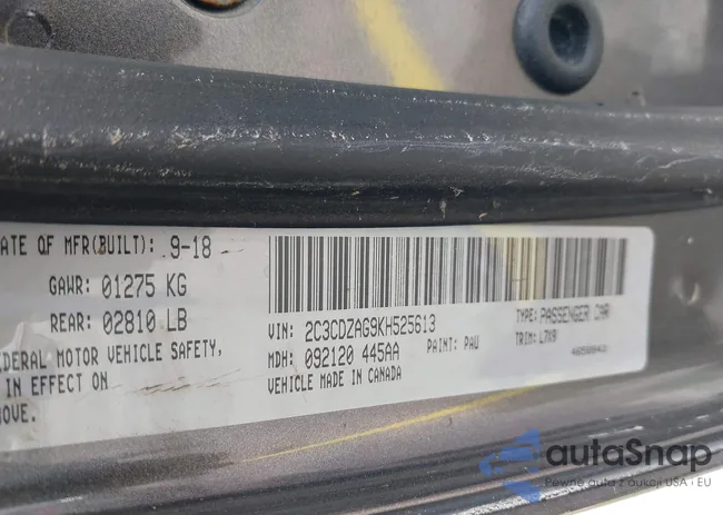 2C3CDZAG9KH525613: 39827018