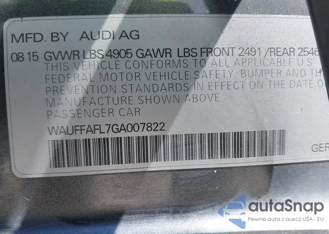 WAUFFAFL7GA007822: 39826443