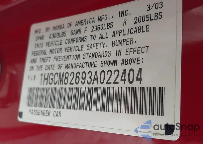 1HGCM82693A022404: 39829935