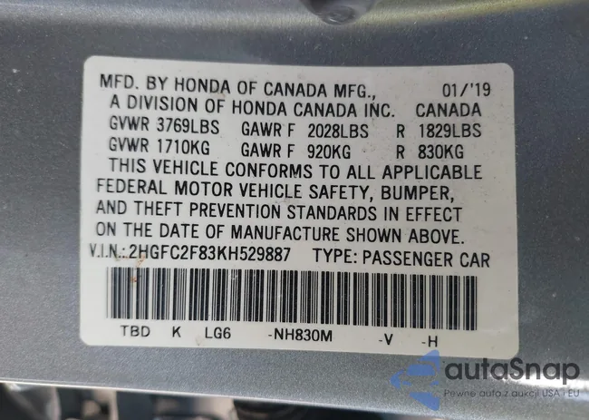 2HGFC2F83KH529887: 39843808