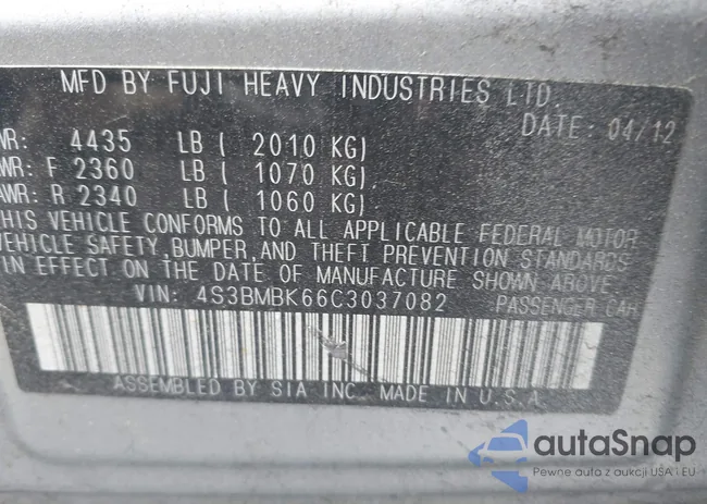 4S3BMBK66C3037082: 39845345