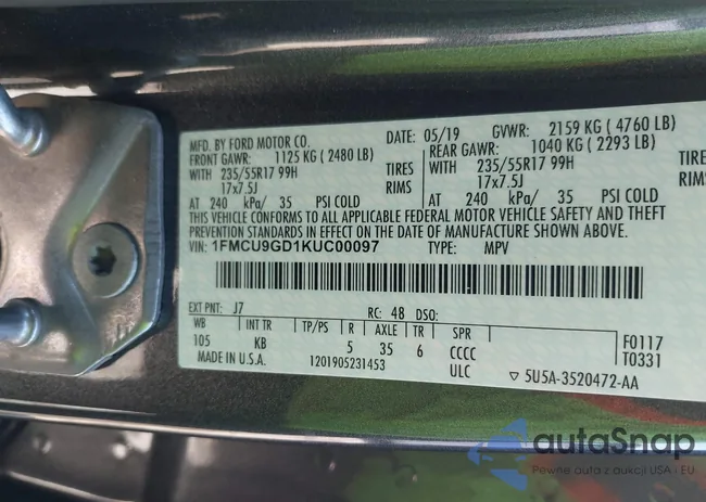 1FMCU9GD1KUC00097: 39847011