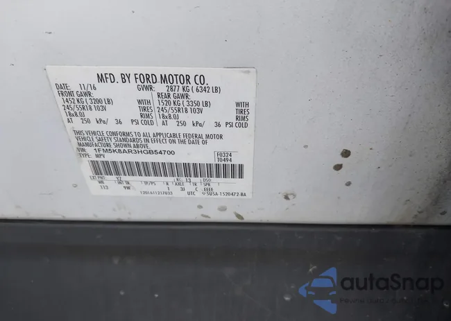 1FM5K8AR3HGB54700: 39860090