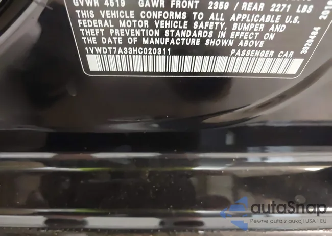 1VWDT7A33HC020311: 39867448