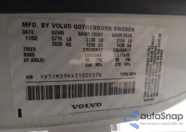 YV1CM59HX31005576: 39870883