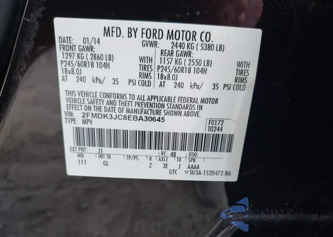 2FMDK3JC8EBA30645: 39881672