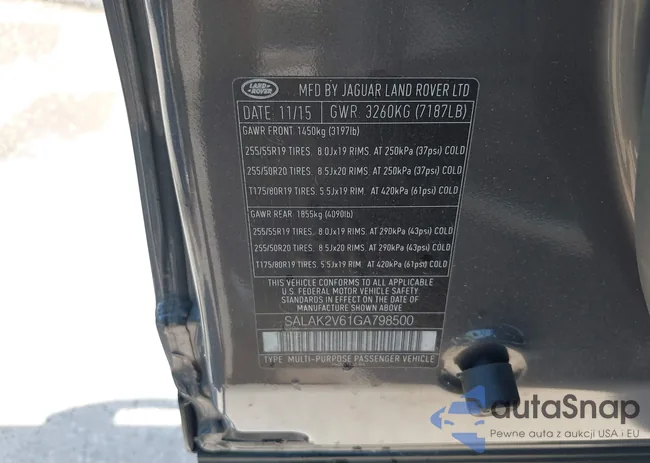 SALAK2V61GA798500: 39887063