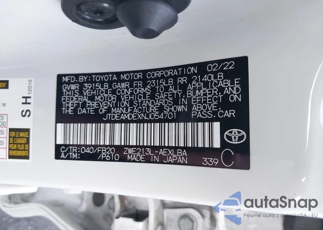 JTDEAMDEXNJ054701: 39894341