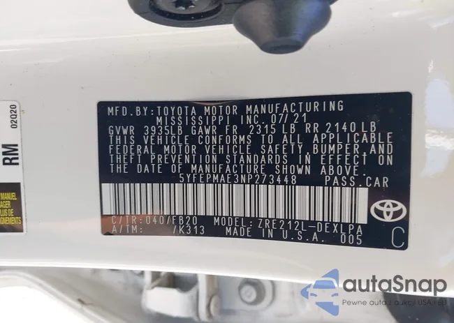 5YFEPMAE3NP273448: 39897780