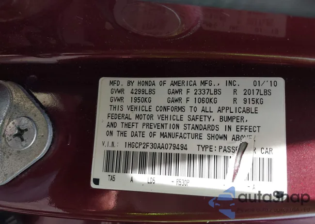 1HGCP2F30AA079494: 39903331