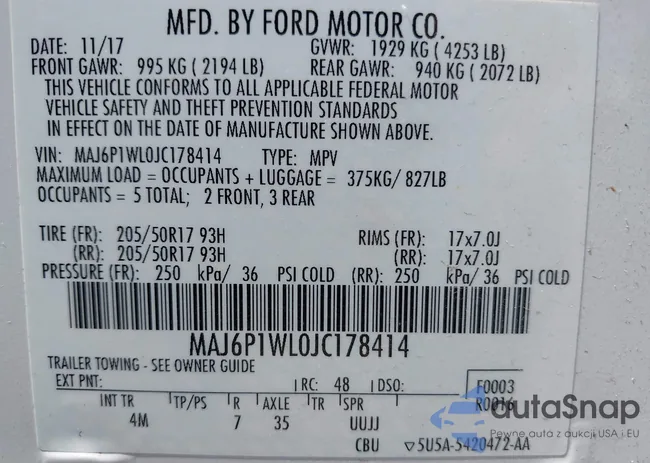 MAJ6P1WL0JC178414: 39904633