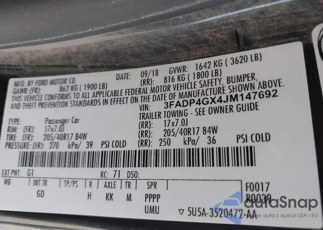 3FADP4GX4JM147692: 39907032