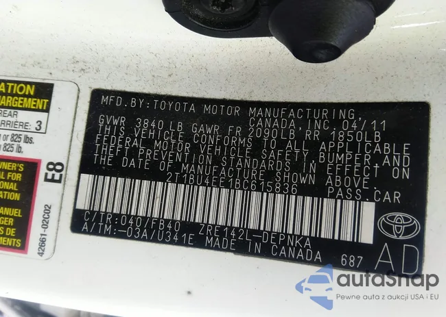 2T1BU4EE1BC615836: 39908687