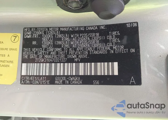 2T2GK31U47C021327: 39909959