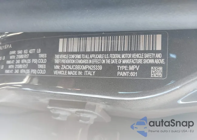 ZACNJCBBXMPN25339: 40910901