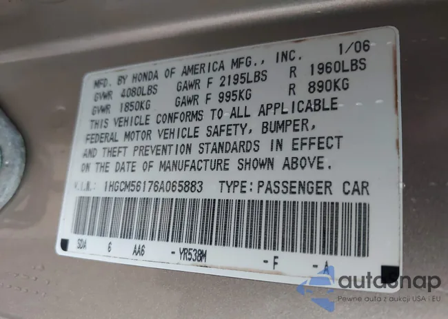 1HGCM56176A065883: 40911490