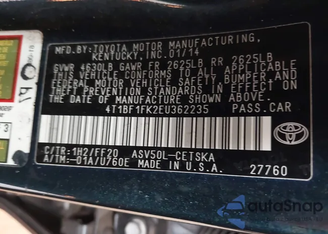 4T1BF1FK2EU362235: 40914094