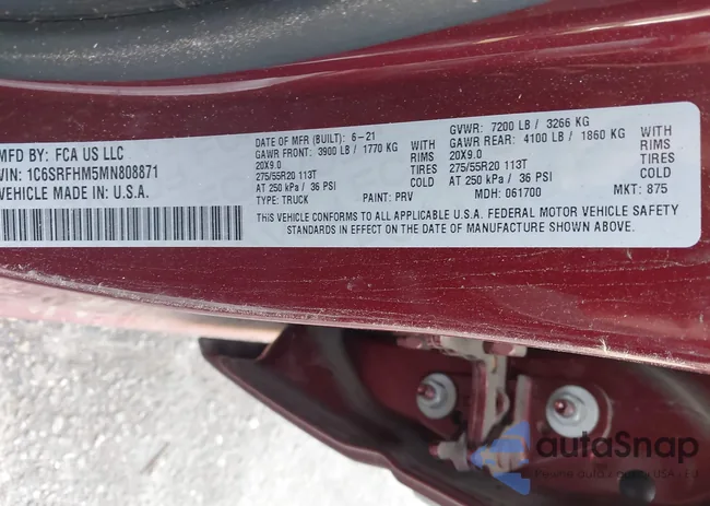 1C6SRFHM5MN808871: 40917876