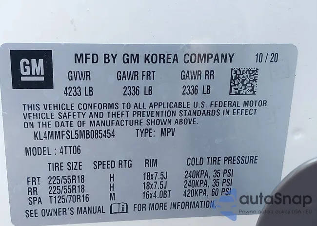 KL4MMFSL5MB085454: 40918093