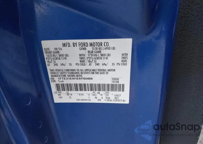 1FTEX1EM1EKF60494: 40918338