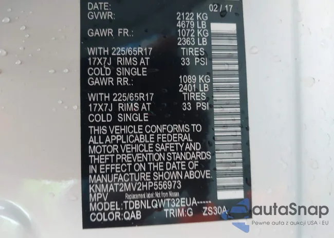 KNMAT2MV2HP556973: 40922003