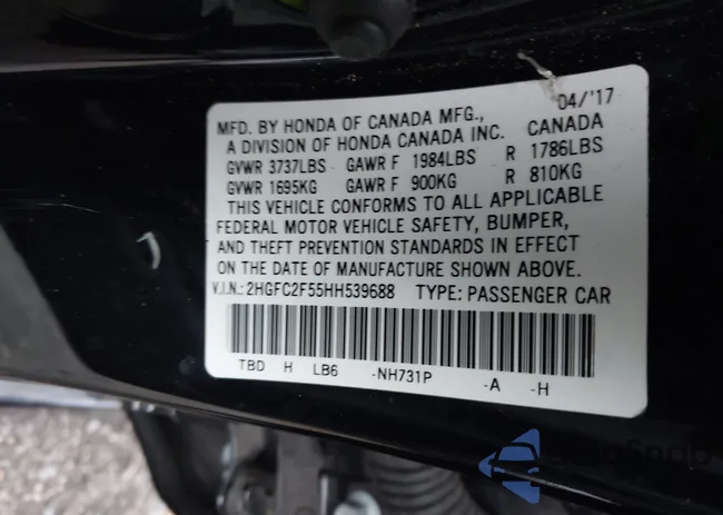 2HGFC2F55HH539688: 40921298