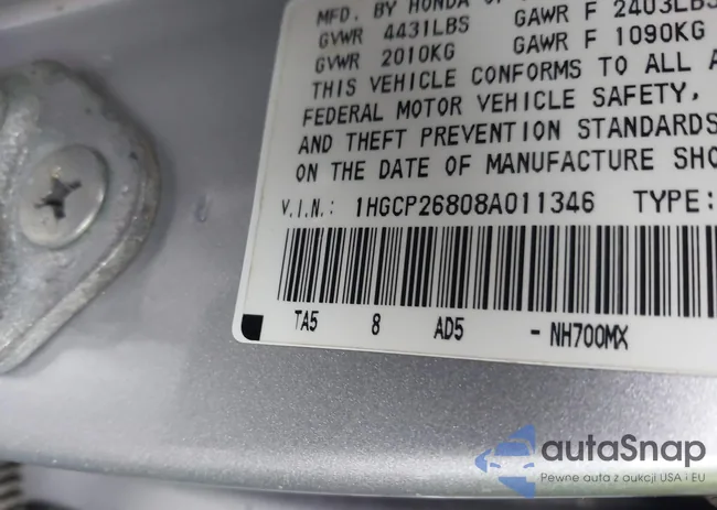 1HGCP26808A011346: 40927094