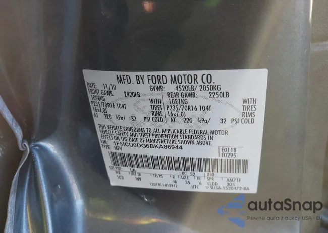 1FMCU0DG6BKA86944: 40930983