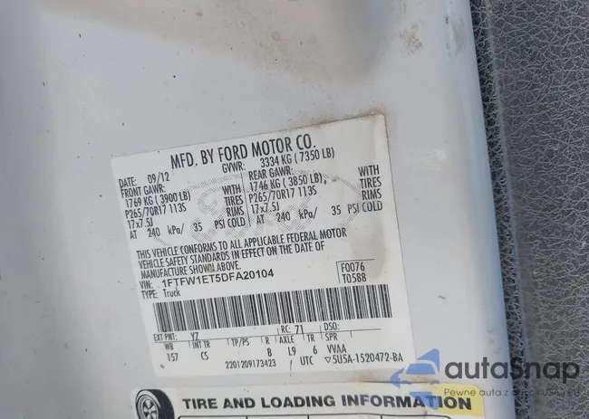 1FTFW1ET5DFA20104: 40931673