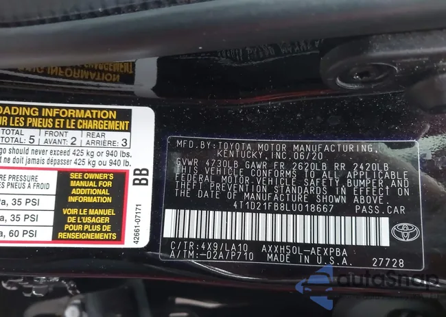 4T1D21FB8LU018667: 40933475