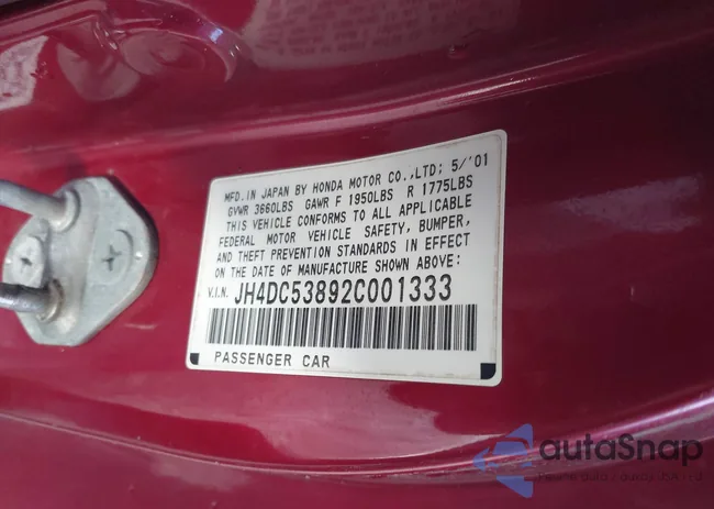 JH4DC53892C001333: 40938257