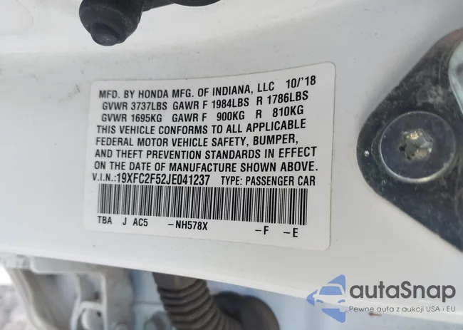 19XFC2F52JE041237: 40946032