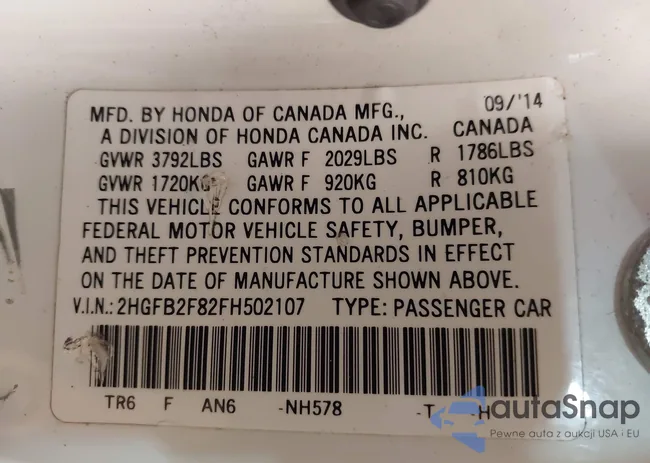 2HGFB2F82FH502107: 40949766