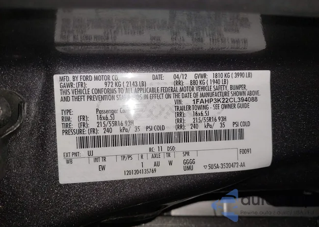 1FAHP3K22CL394088: 40953085