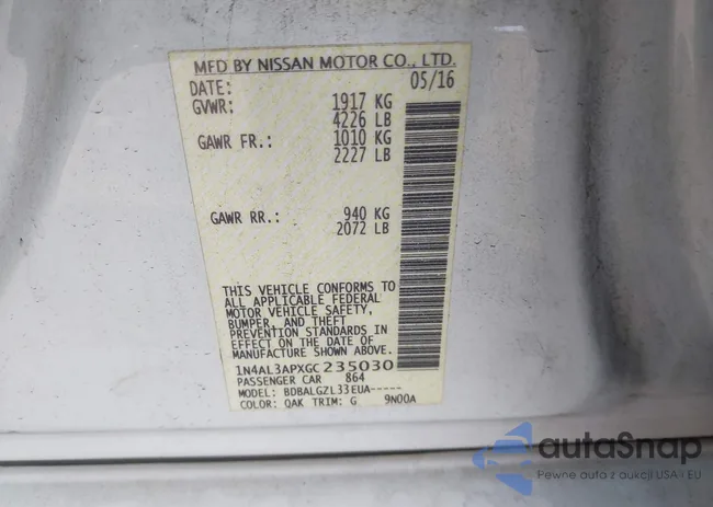 1N4AL3APXGC235030: 40953224