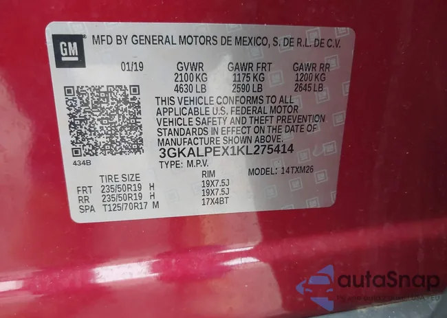 3GKALPEX1KL275414: 40954525