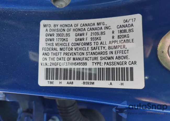 2HGFC1F37HH649599: 40955911