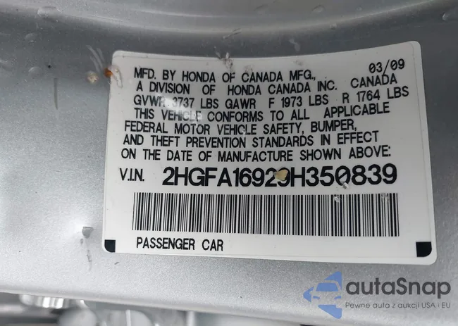 2HGFA16929H350839: 40956350