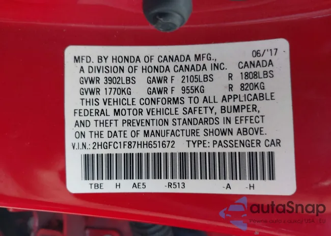 2HGFC1F87HH651672: 40959481