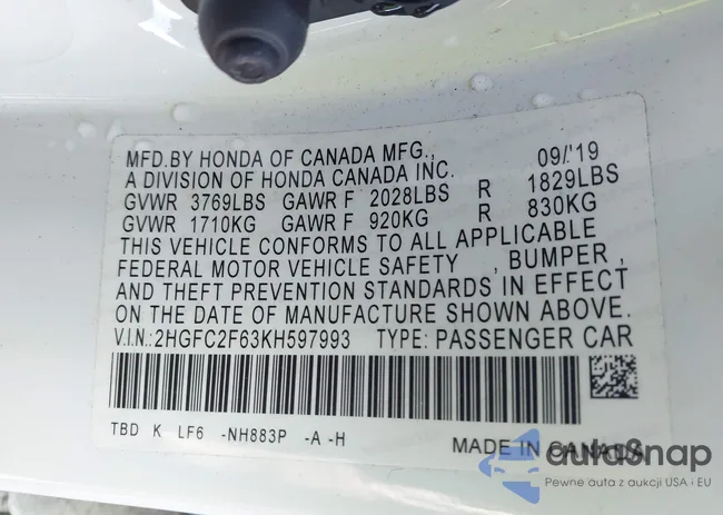 2HGFC2F63KH597993: 40961282