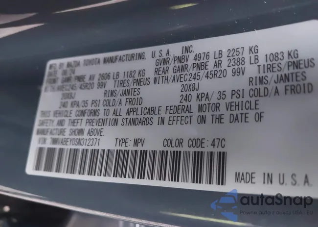 7MMVABEY0SN312371: 40966135