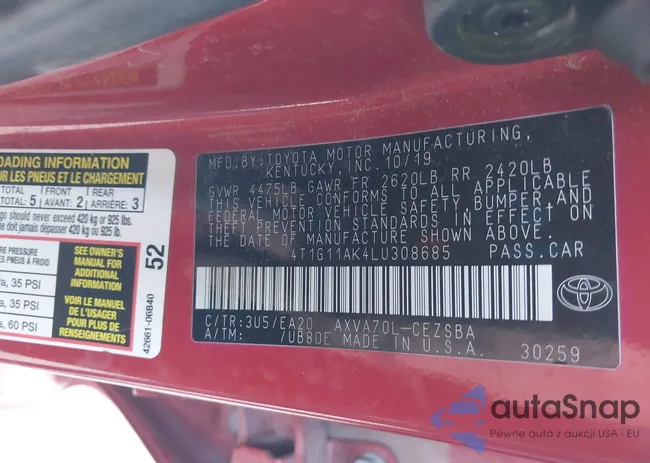 4T1G11AK4LU308685: 40968539