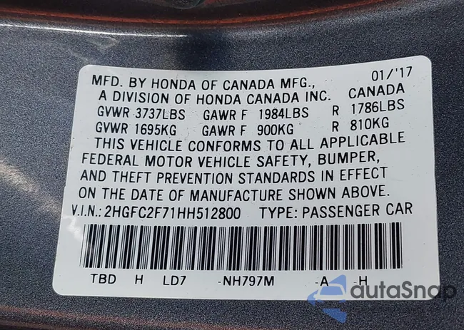 2HGFC2F71HH512800: 40970680