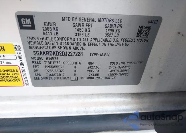 5GAKRDKD2DJ227228: 40973798