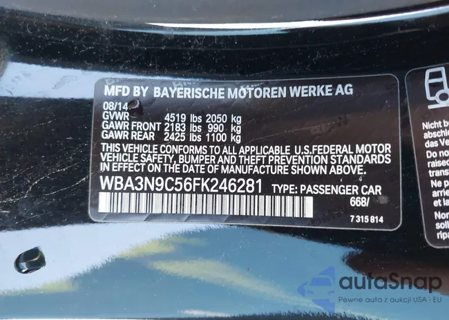 WBA3N9C56FK246281: 40976747