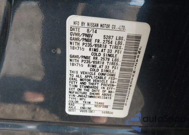 JN8AZ1MW8EW533415: 40976401