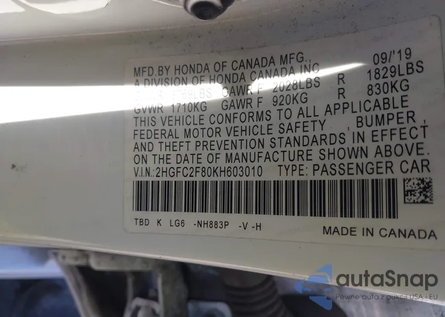 2HGFC2F80KH603010: 40977975