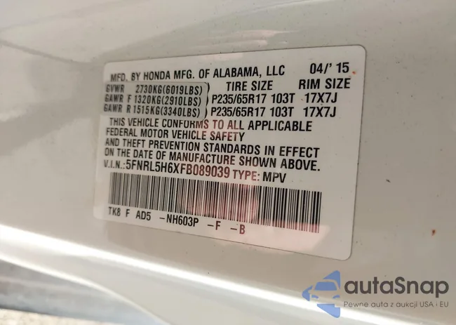 5FNRL5H6XFB089039: 40980394
